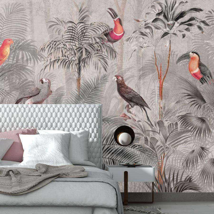 фотообои тропический лес с птицами 12-1844