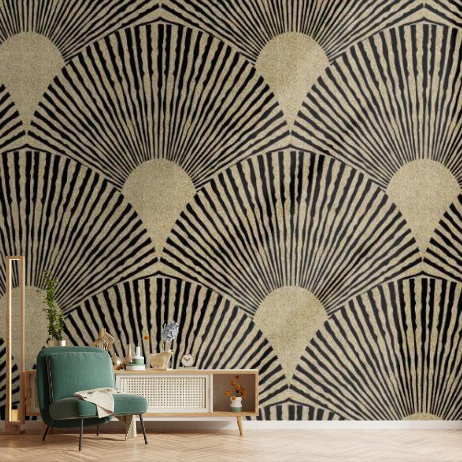 фотообои орнамент веерный золотистый 14-1012