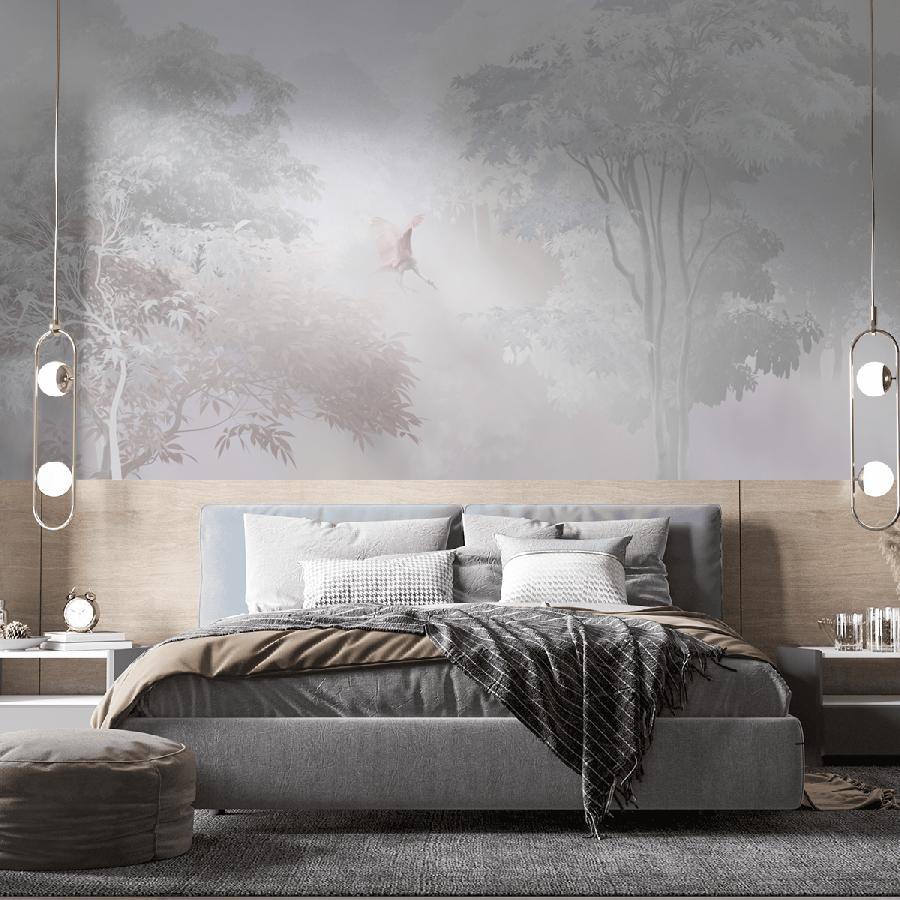 фотообои лес с солнечными лучами