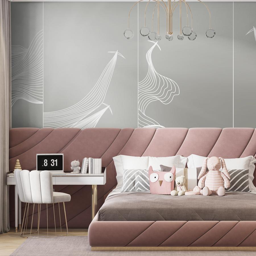 фотообои линии белые на сером 14-1139