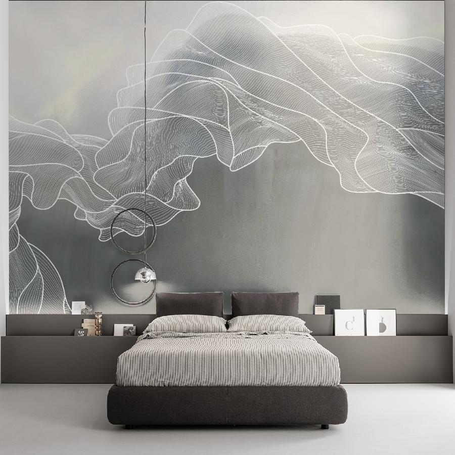 фотообои линии белые на темном сером 14-941