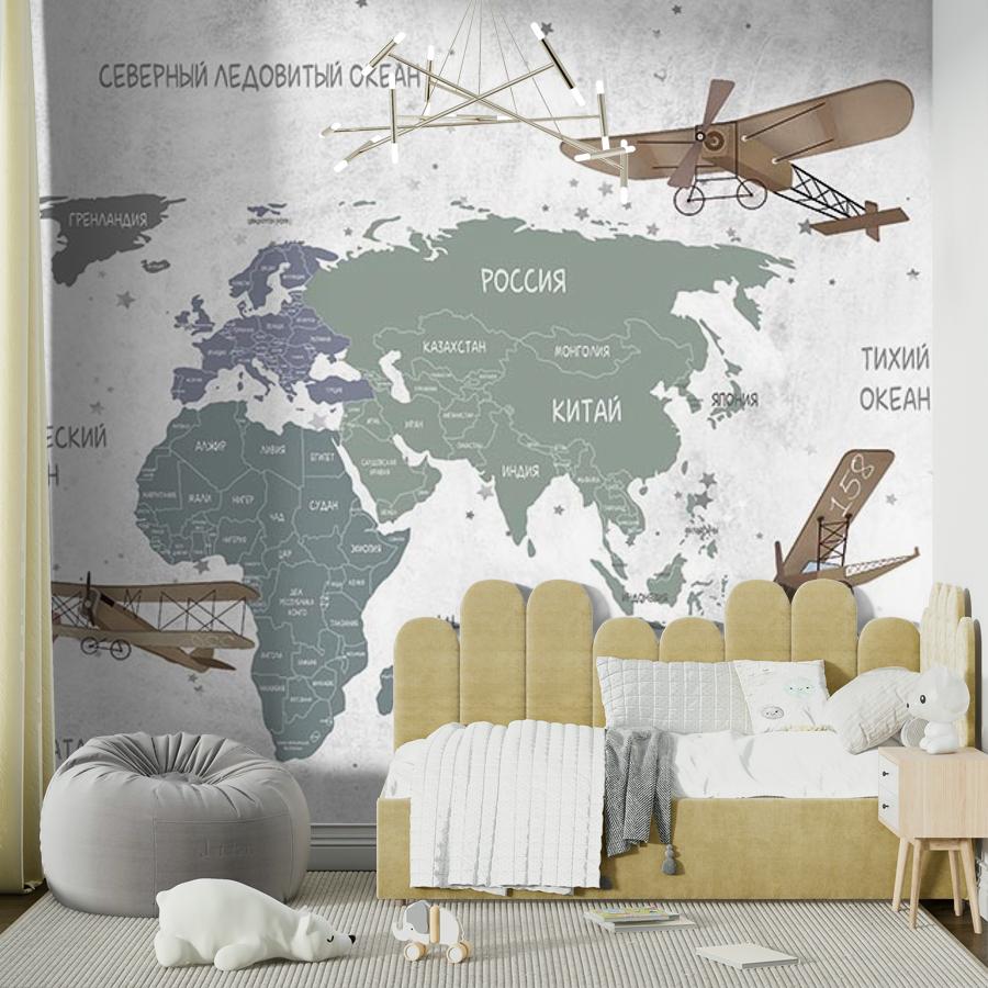 фотообои карта мира цветная 12-776