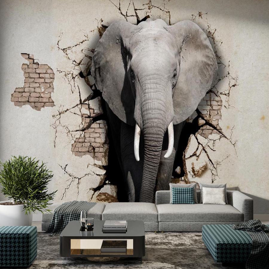 фотообои слон выходит из стены 10-545 фотообои слон выходит из стены 10-545