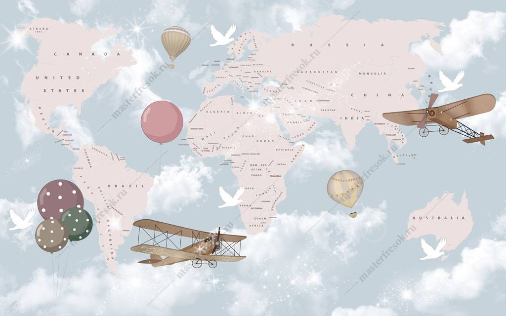 Фотообои Карта с самолетами
