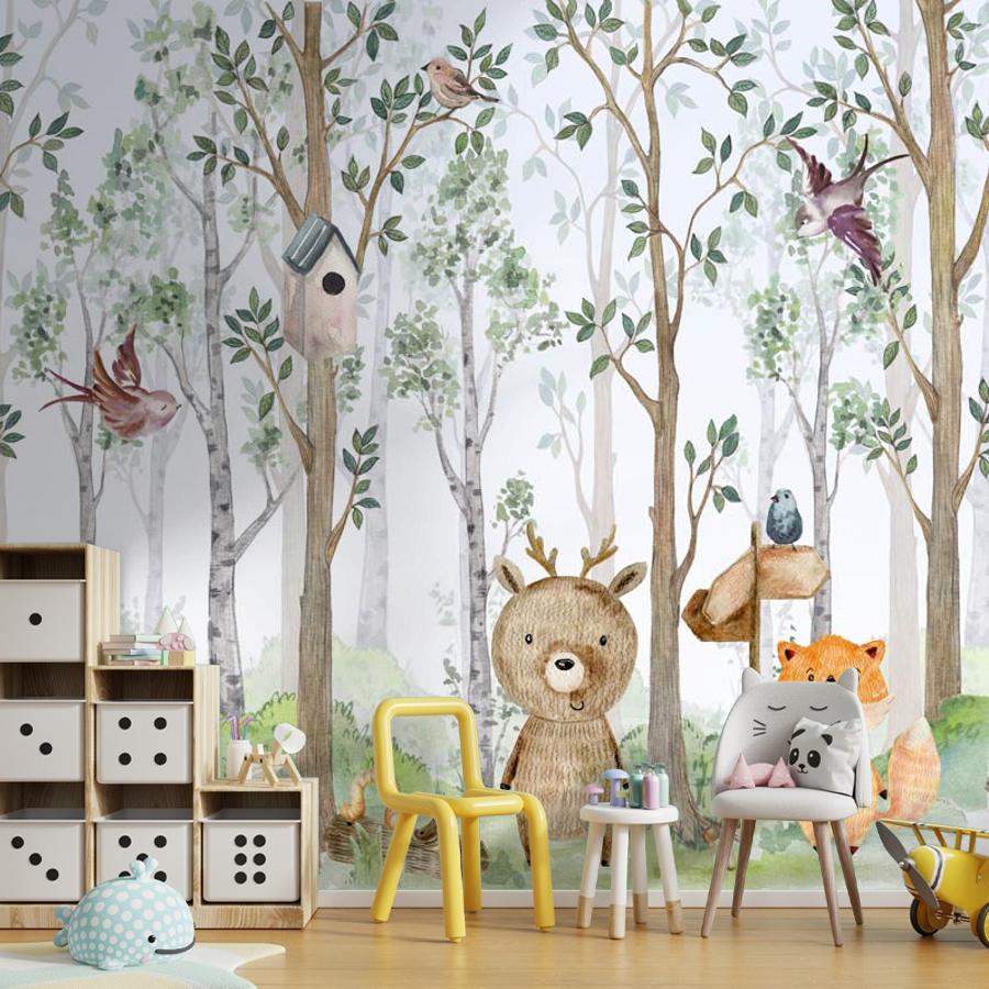 фотообои лесные животные акварелью 12-1313 фотообои лесные животные акварелью 12-1313