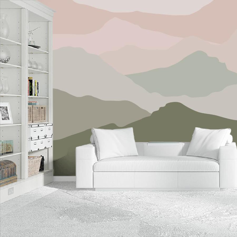 фотообои горы розово-зеленые 14-1057