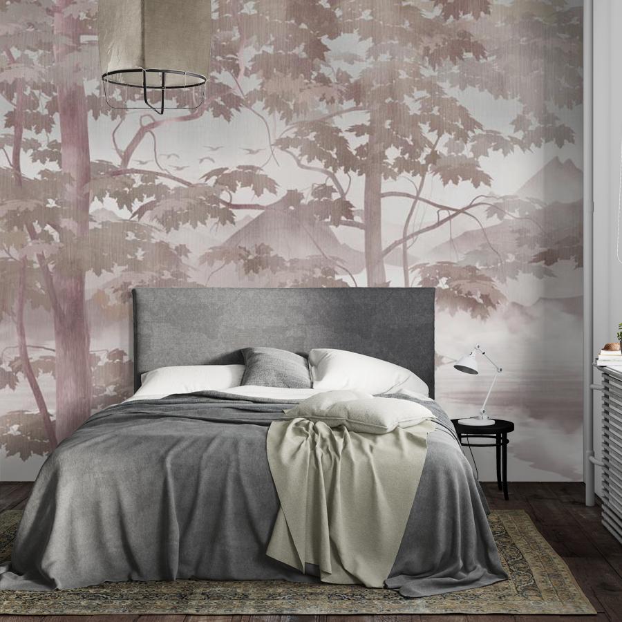 фотообои силуэт туманного леса 13-290