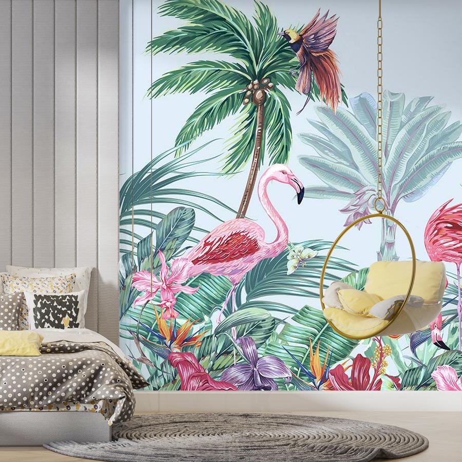фотообои фламинго в джунглях 12-1589