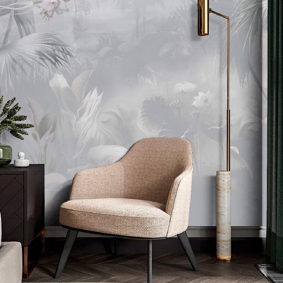 фотообои абстрактный рисунок цветы серые 13-987