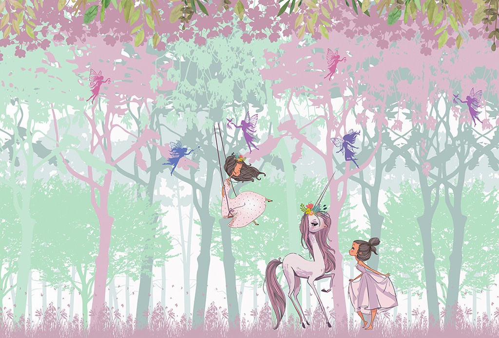 Фотообои Две принцессы в волшебном лесу