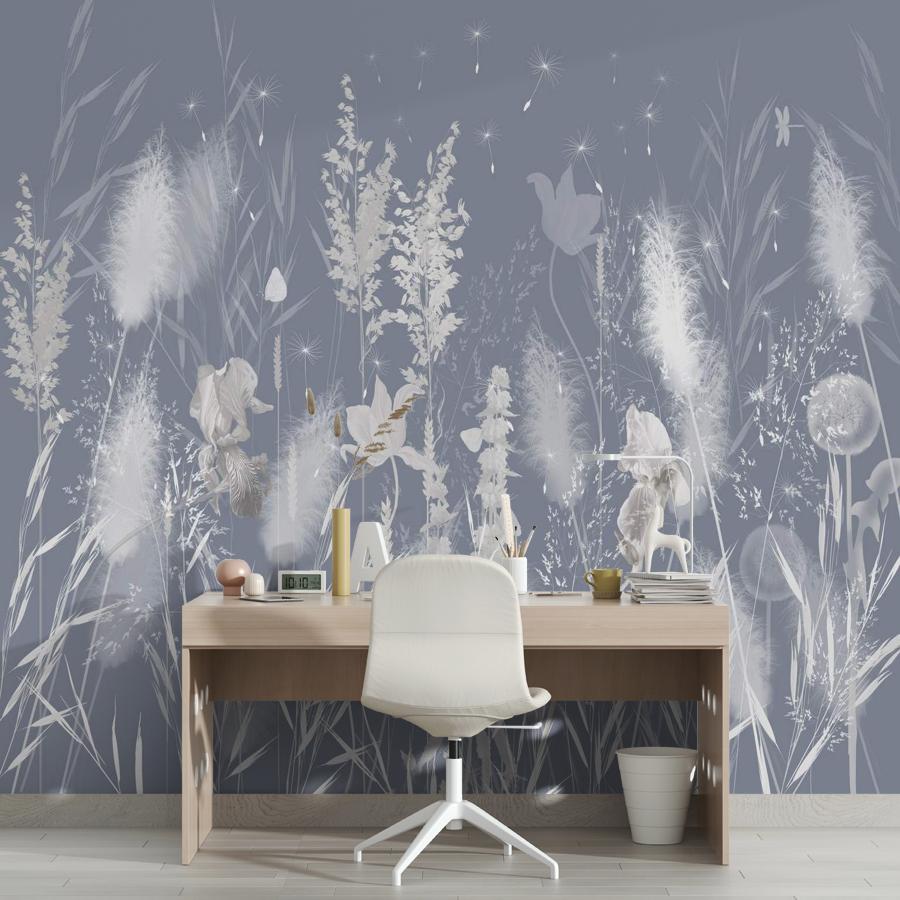 фотообои полевые цветы на голубом 13-984