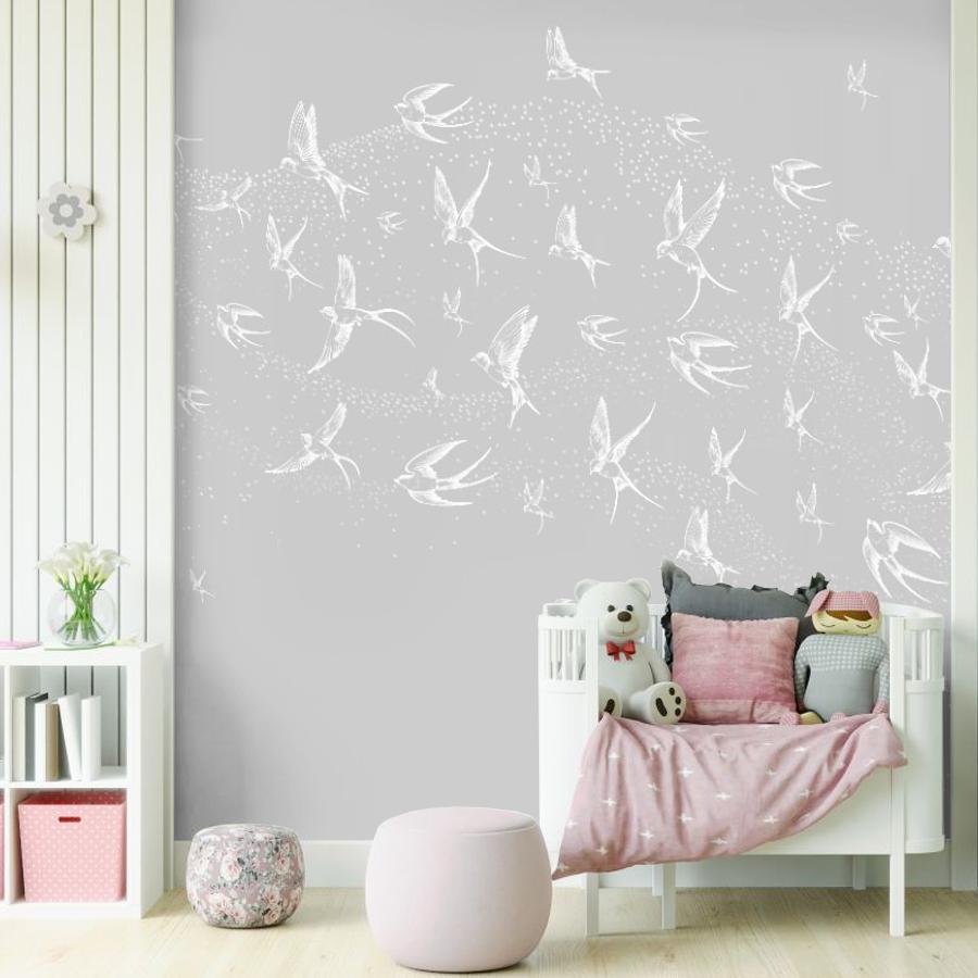 фотообои стая птичек в спальню 14-1188