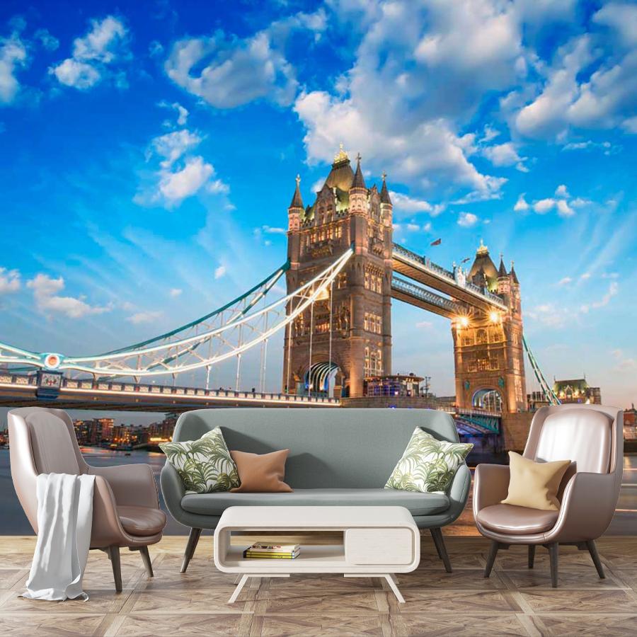 фотообои тауэрский мост с красивыми облаками 9-475