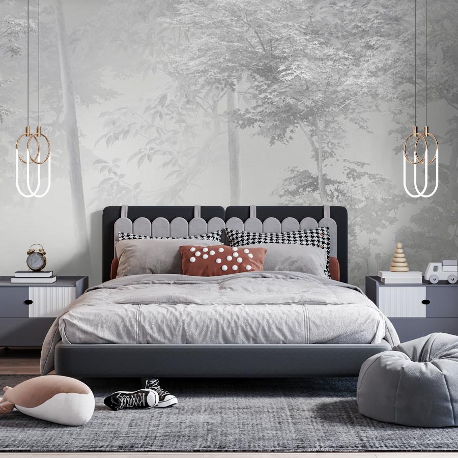 фотообои серый зимний лес 13-495