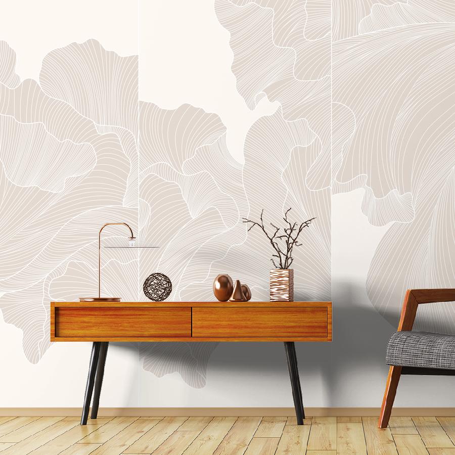 фотообои линии бежевые на молочном фоне 14-1045