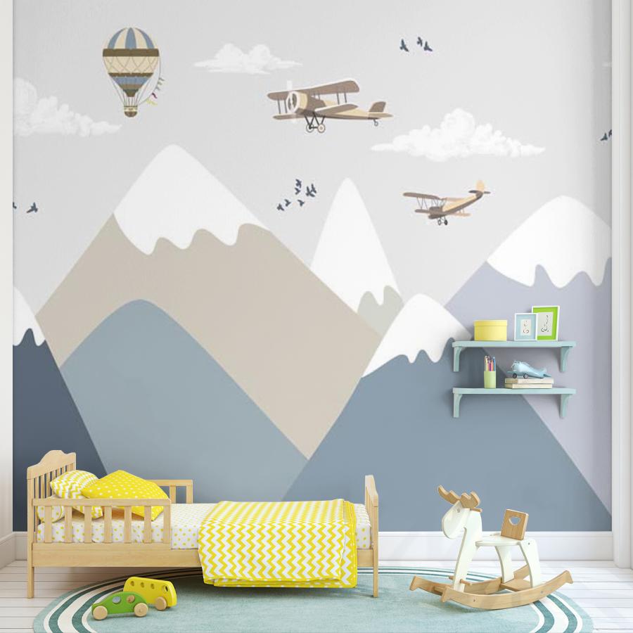 фотообои голубые пики и самолеты 12-1198