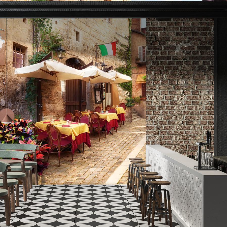 фотообои улочка широкая в городе 19-0088