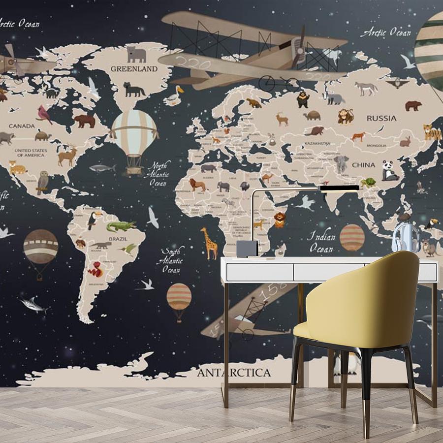 фотообои карта мира со странами 12-1362