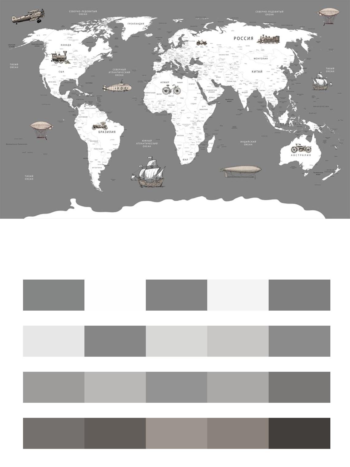 Карта мира белая на сером фоне цвета