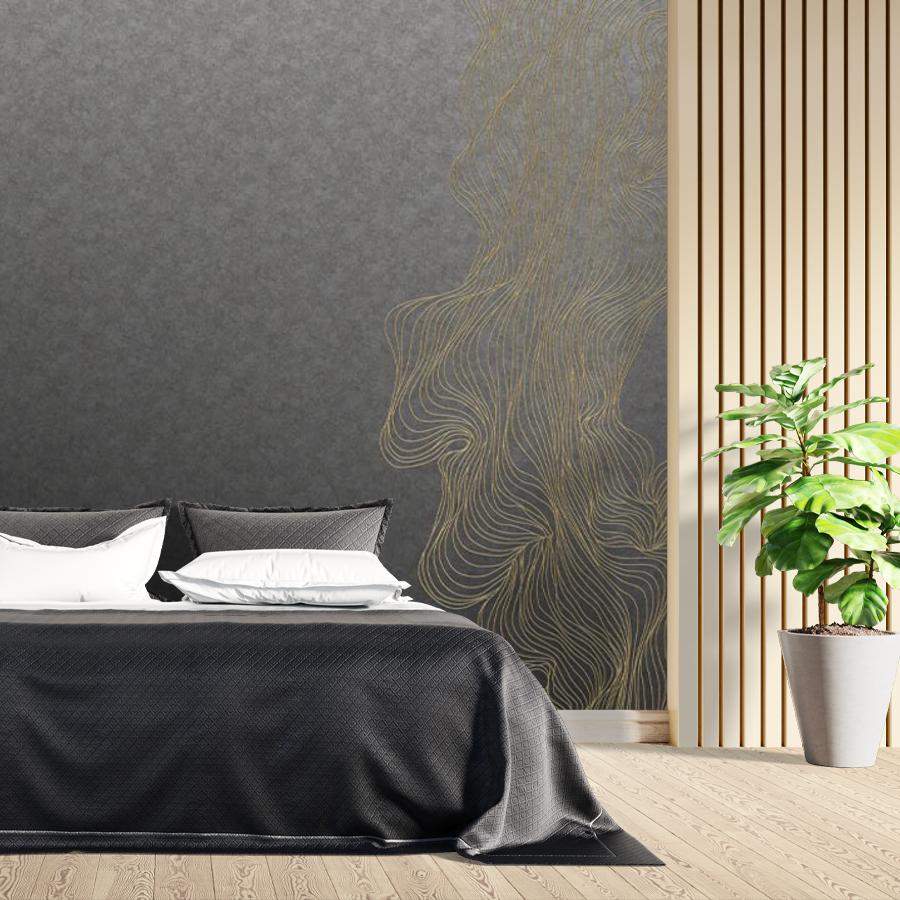 фотообои золотые линии на черном 14-787