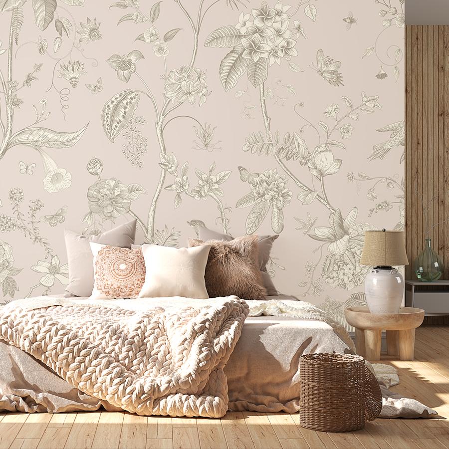 фотообои в кухню полевые цветы бежевые 9-1864