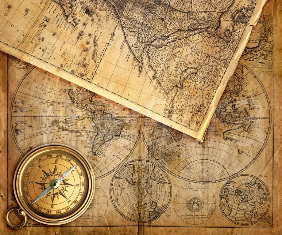 Фотообои Старинные карты с компасом