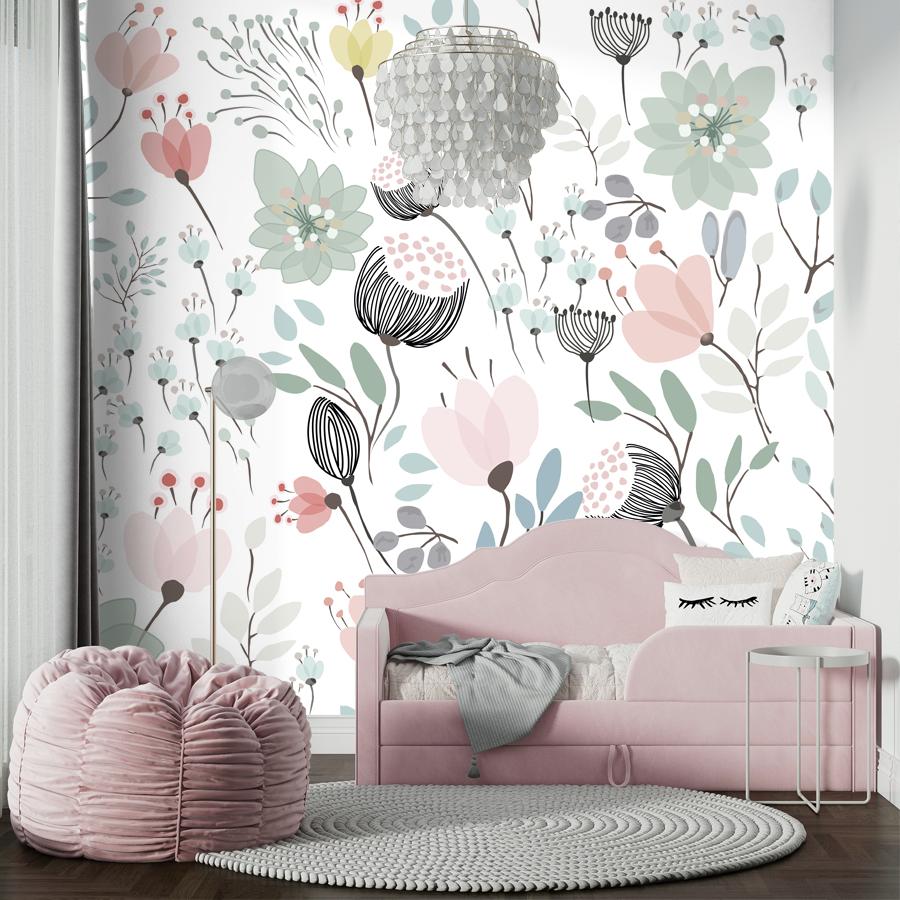 фотообои светлый цветочный принт 14-555