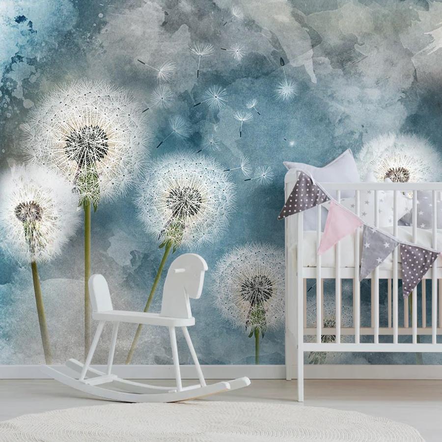 фотообои одуванчики на синем фоне 14-476