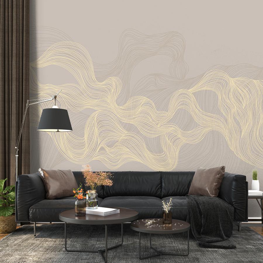 фотообои линии золотые на серо бежевом 14-974