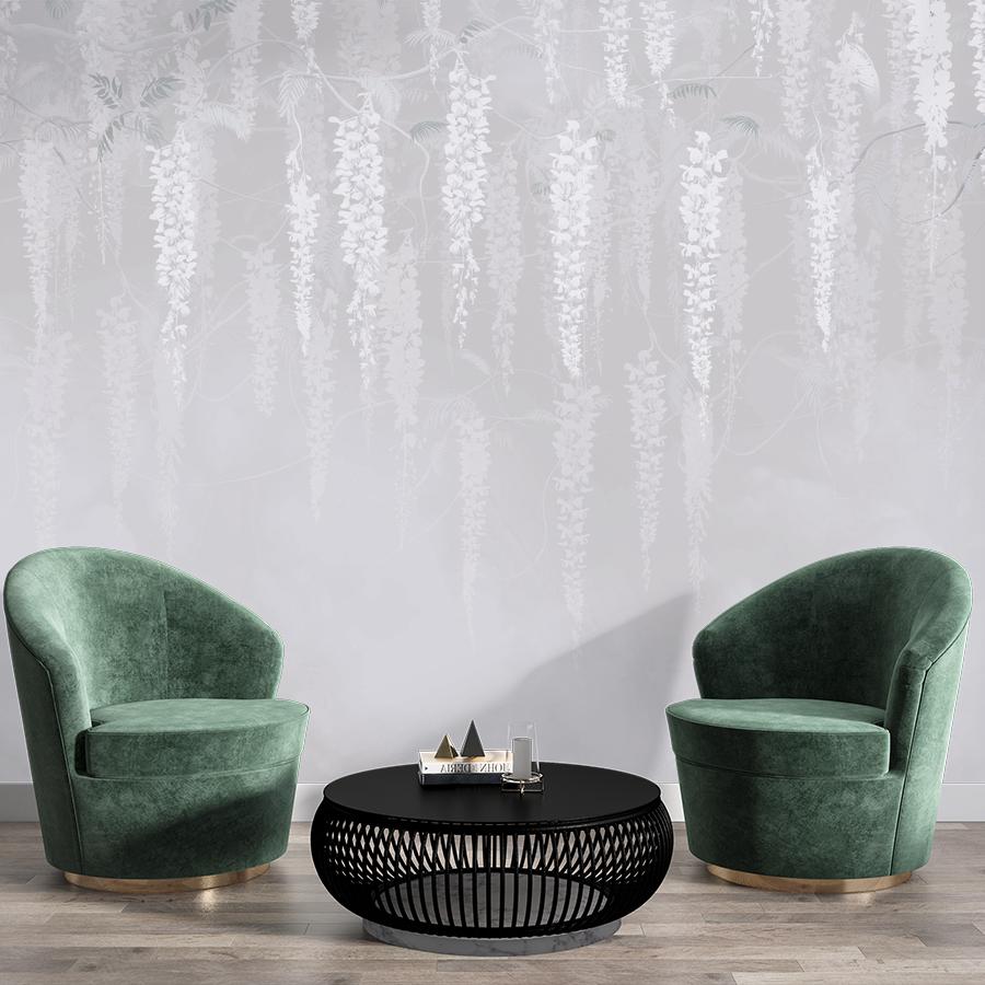 фотообои свисающие веточки белые 13-1111