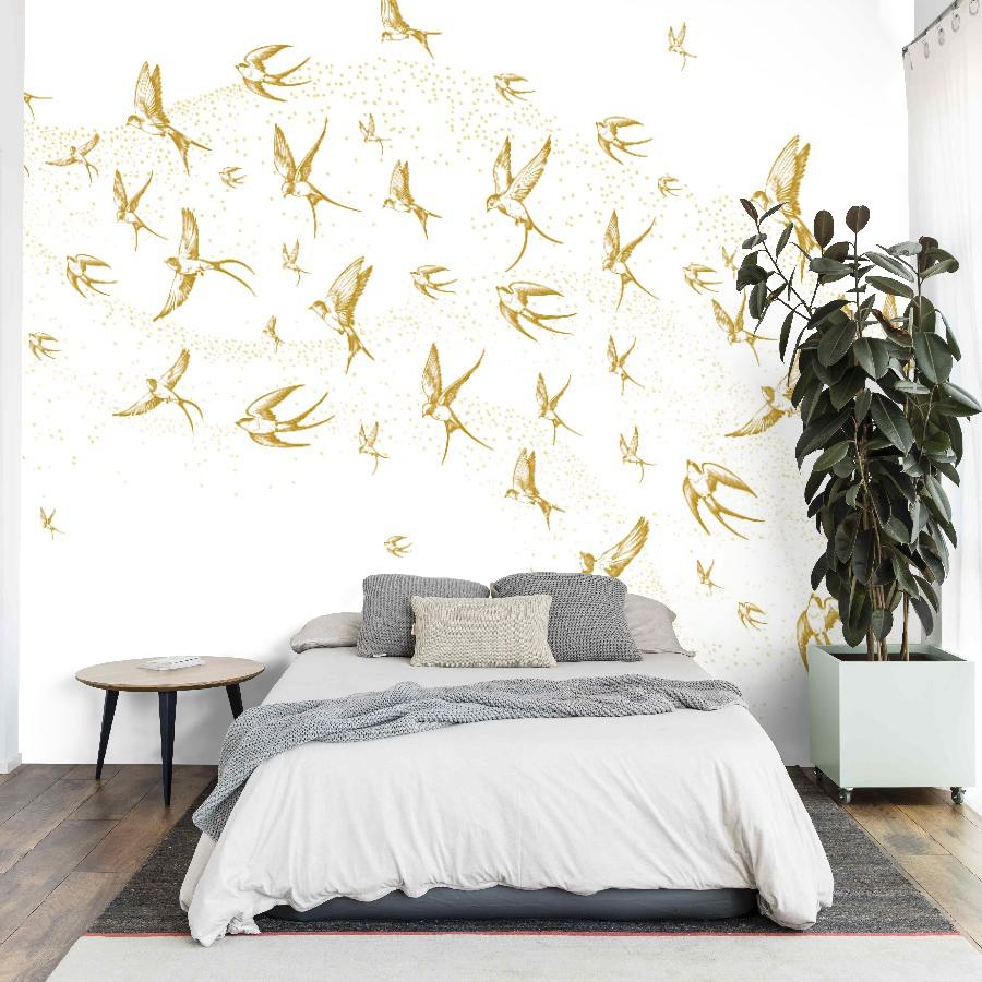 фотообои золотые птицы в гостиную 14-1192