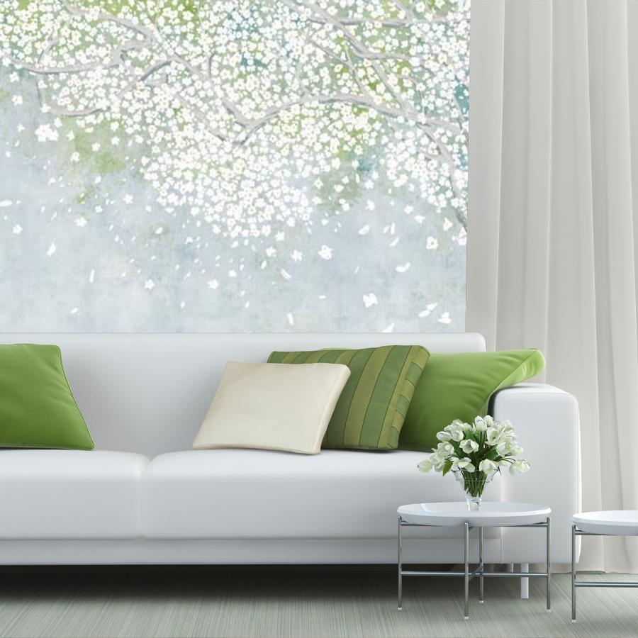 фотообои цветущая яблоня на сером фоне 9-1695