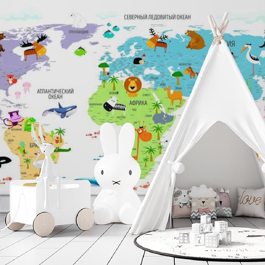 фотообои карта мира для малышей 12-1189