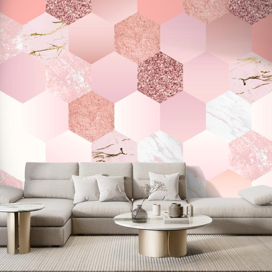 фотообои розовый шестиугольник градиент 9-1502 фотообои розовый шестиугольник градиент 9-1502