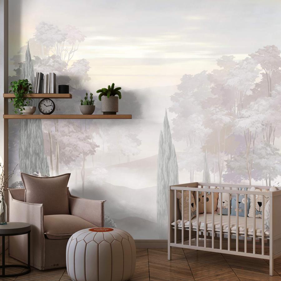 фотообои 3д пейзаж с кипарисами