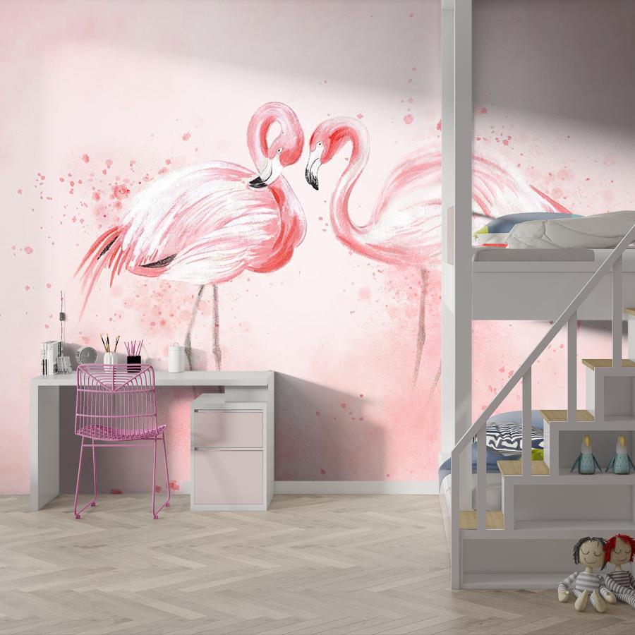 фотообои акварельный фламинго 14-324