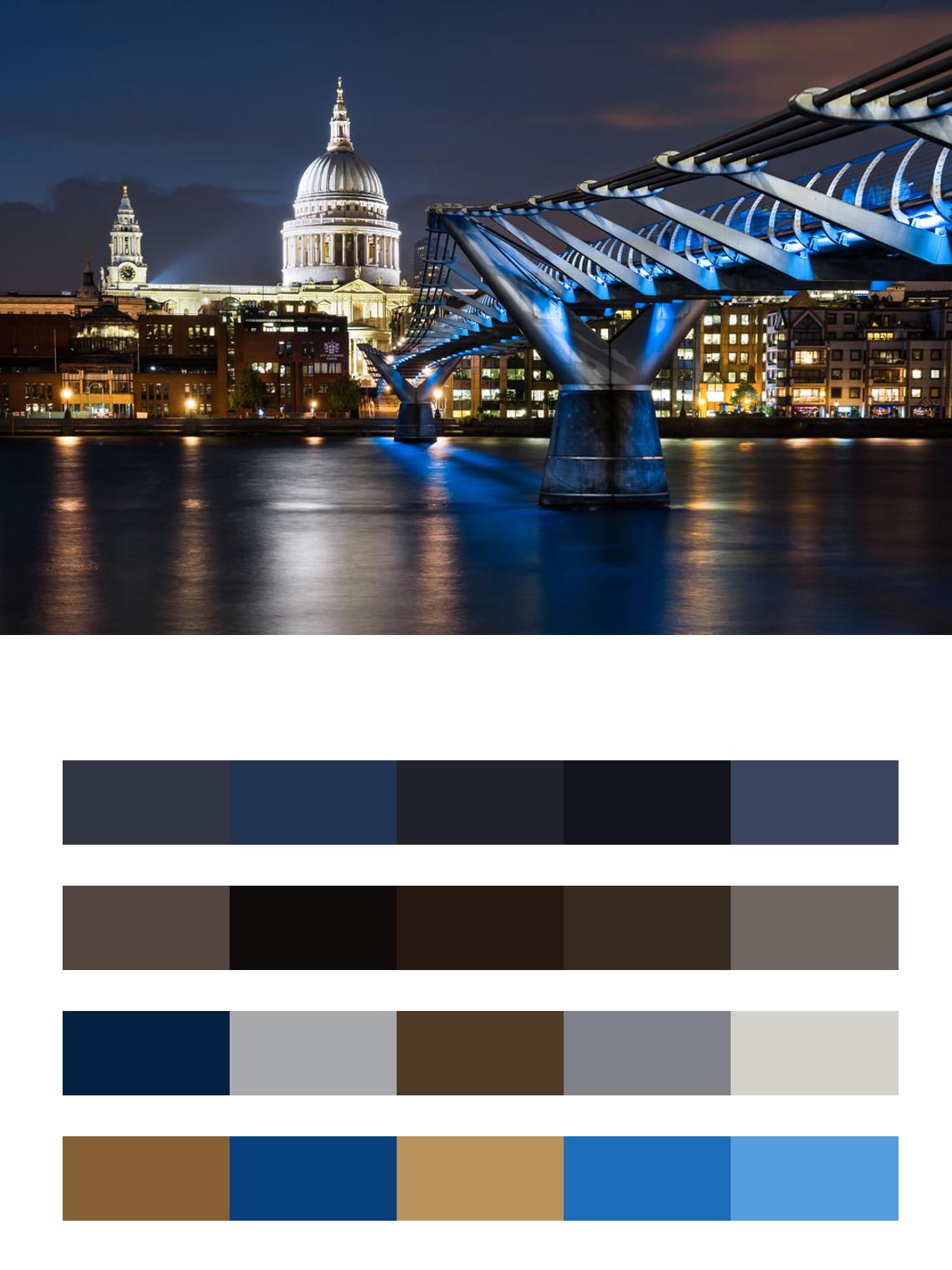 Мост с подсветкой в Лондоне цвета