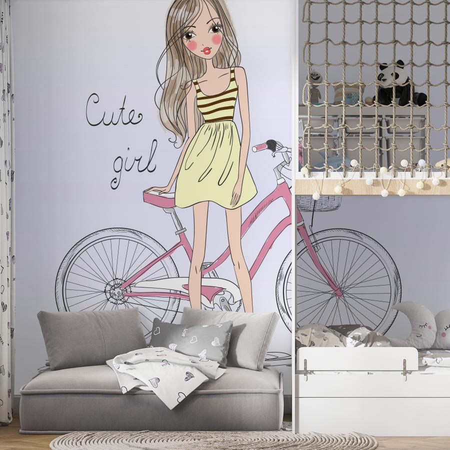 фотообои модница на велосипеде 12-1250