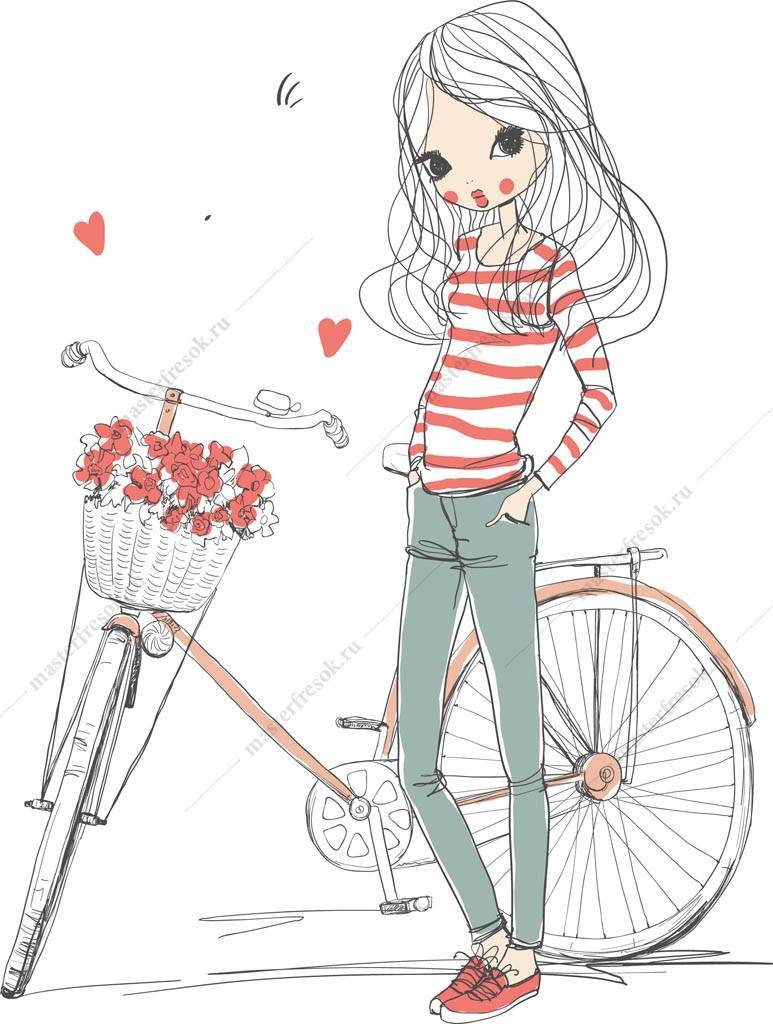Фотообои Девушка с велосипедом