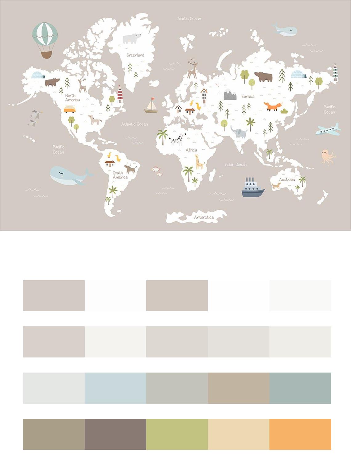 Карта мира в детскую цвета