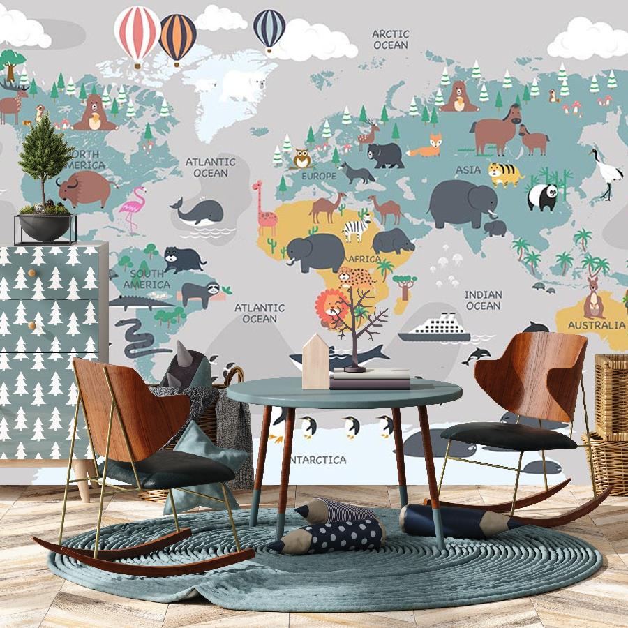 фотообои карта с морскими животными 14-558