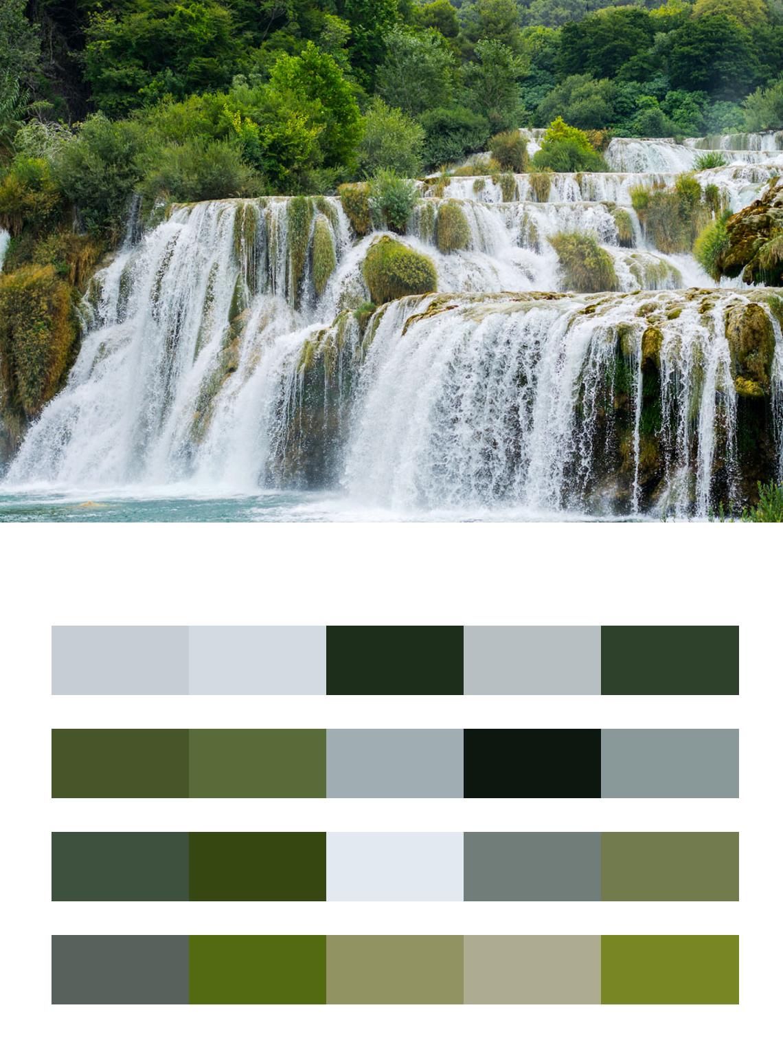 Водопад в Национальном парке Крка в Хорватии цвета