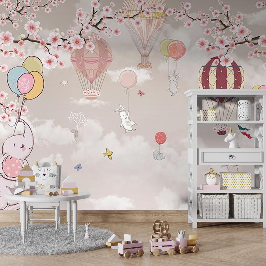 фотообои животные в облаках с шариками 12-1491 фотообои животные в облаках с шариками 12-1491