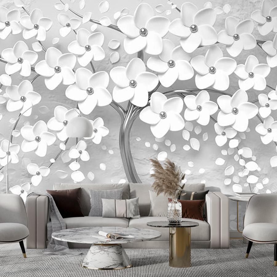 фотообои дерево 3д с белыми цветами 10-745 фотообои дерево 3д с белыми цветами 10-745
