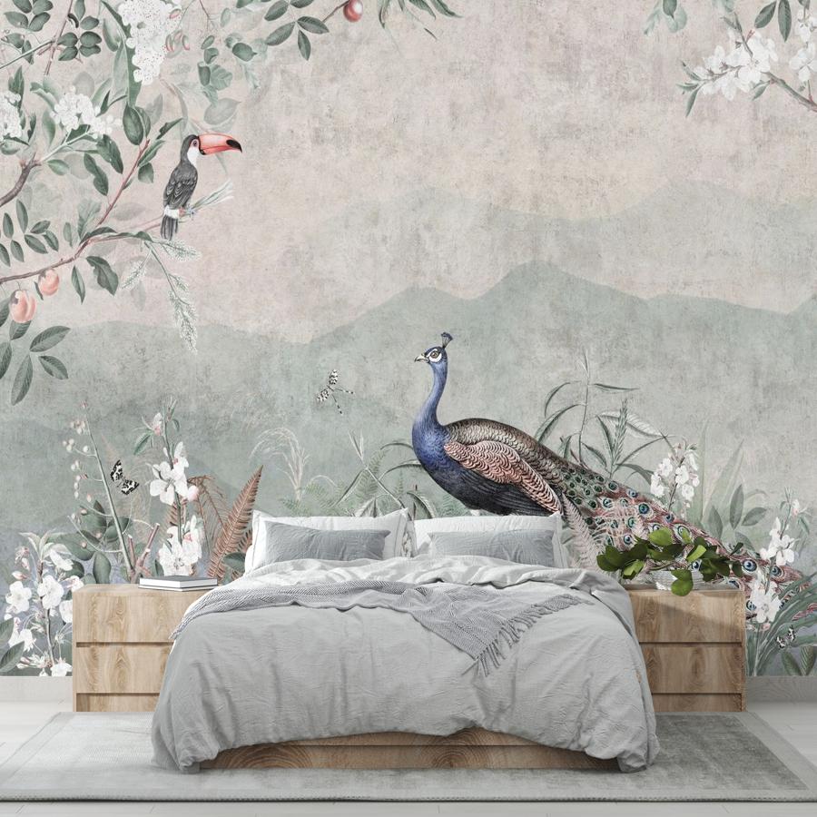 фотообои павлин и тукан 12-1841