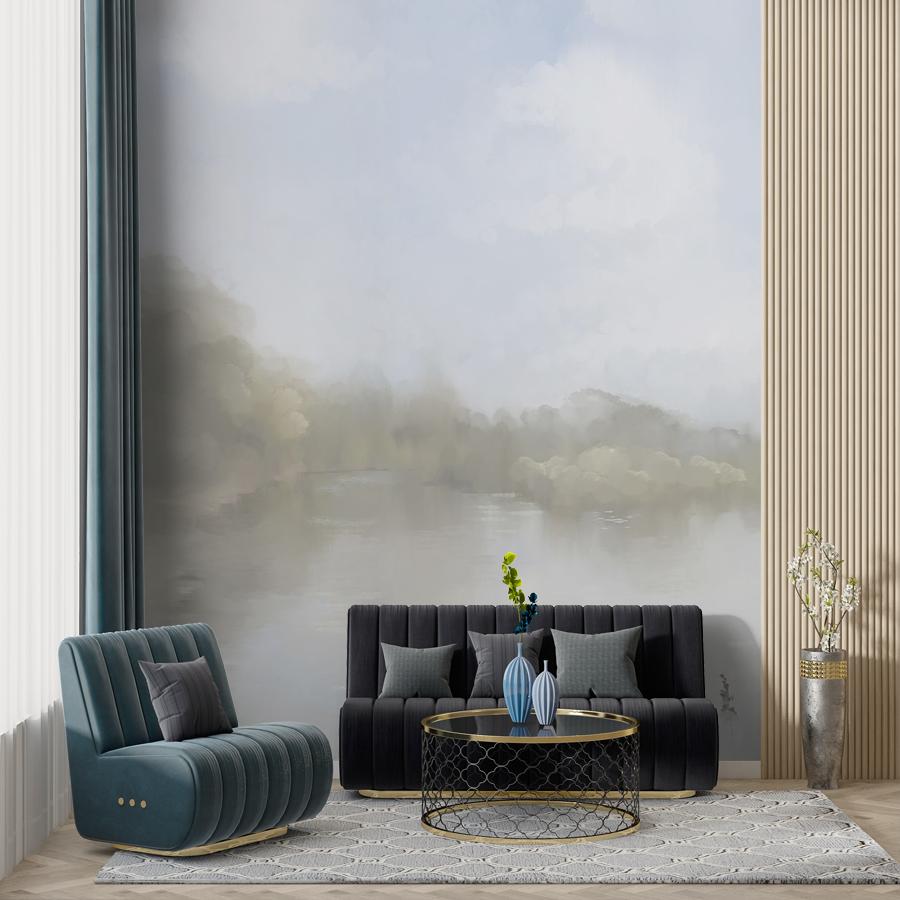 фотообои озеро в дымке 13-1099