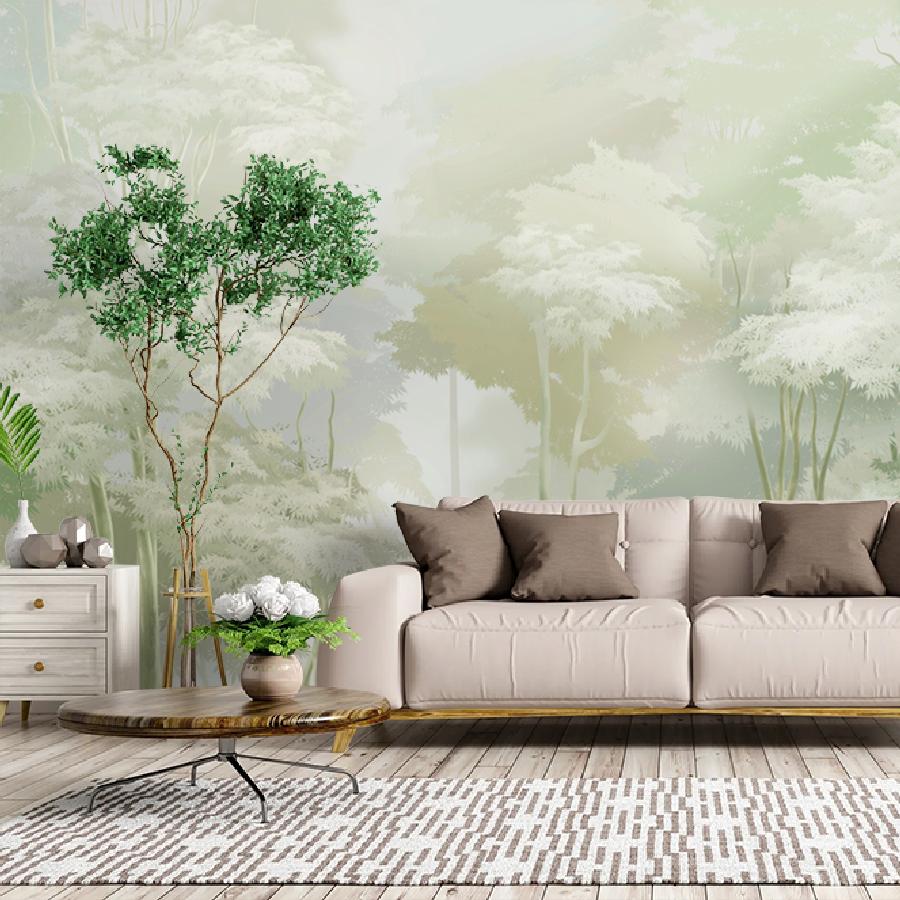 фотообои туманные деревья в зеленом 13-929 фотообои туманные деревья в зеленом 13-929