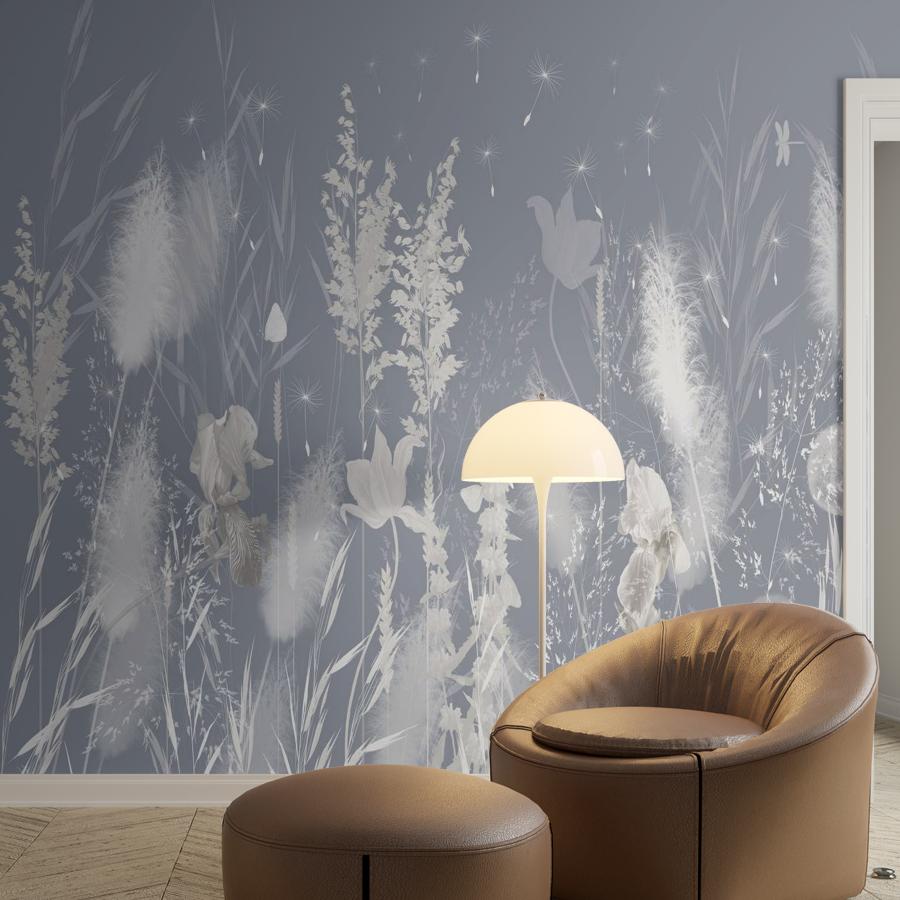 фотообои полевые цветы на голубом 13-984