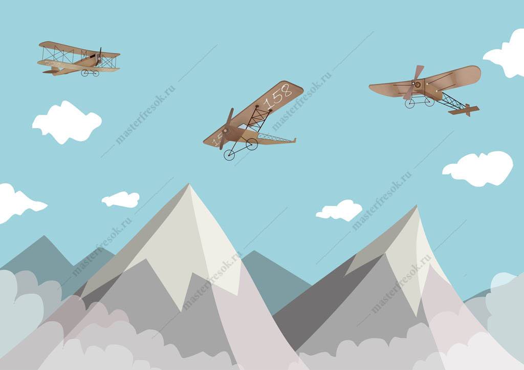 Фотообои 3д горы и самолеты