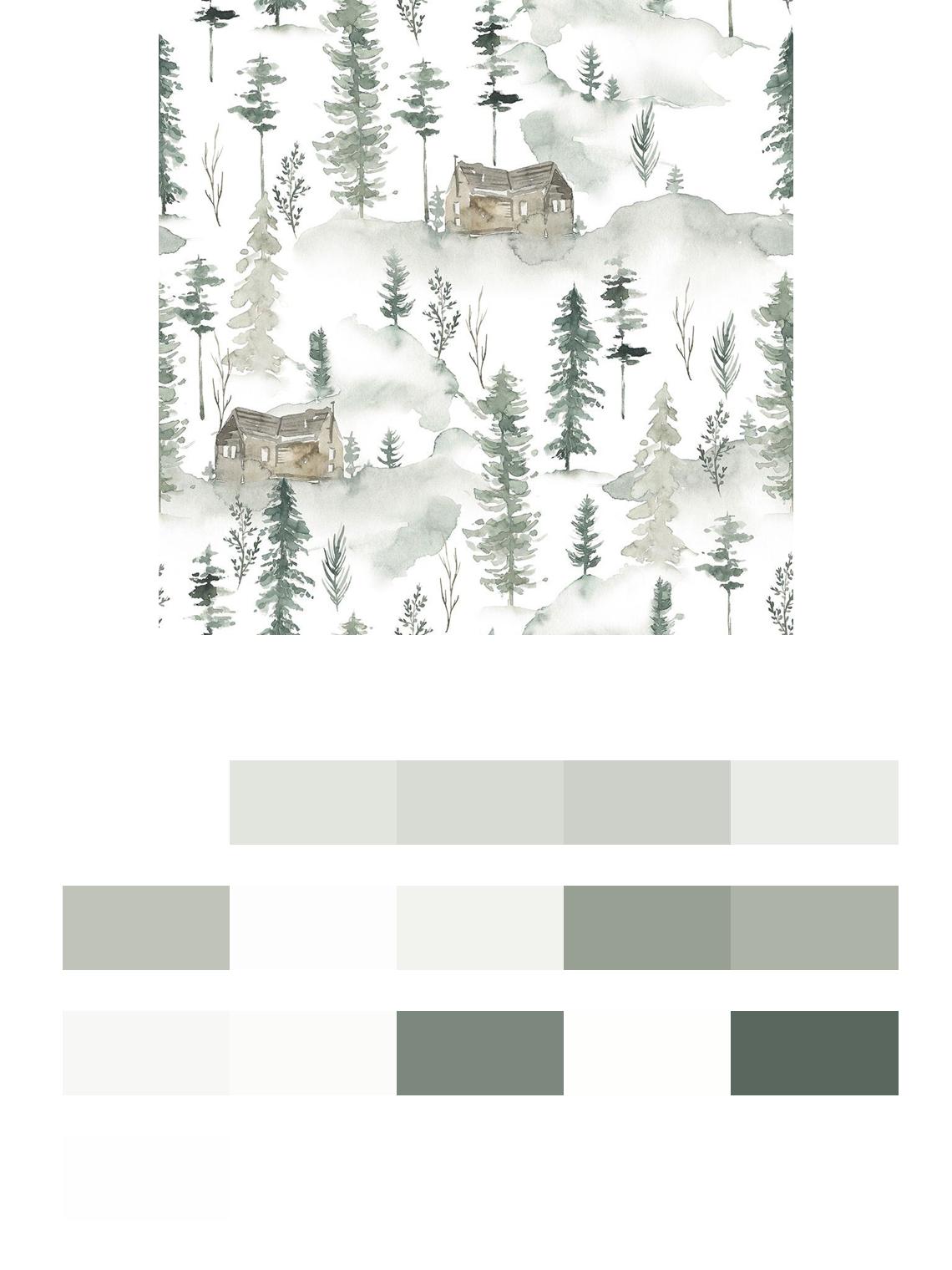 Лесной фон с домиками цвета